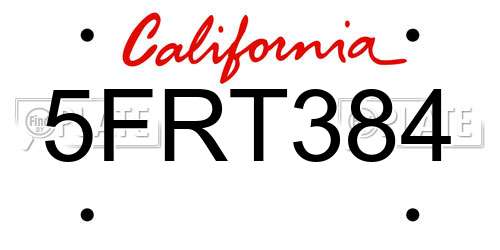 5FRT384 California License Plate