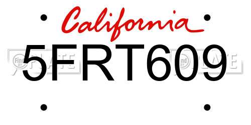 5FRT609 California License Plate