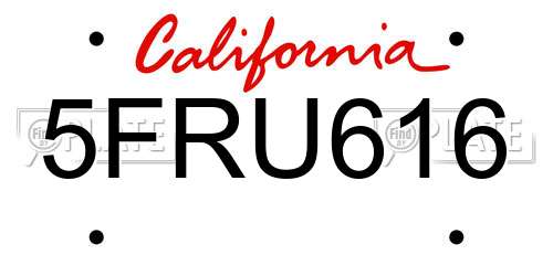 5FRU616 California License Plate