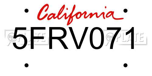 5FRV071 California License Plate