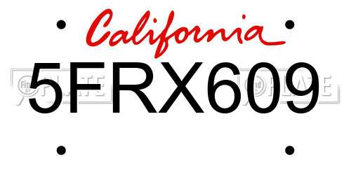 5FRX609 California License Plate