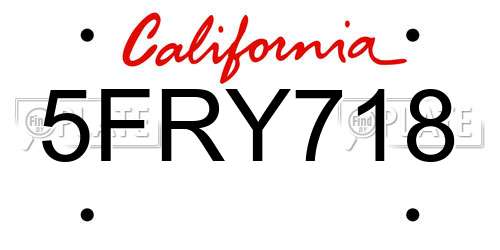 5FRY718 California License Plate