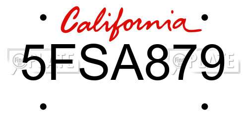 5FSA879 California License Plate