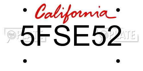 5FSE52 California License Plate