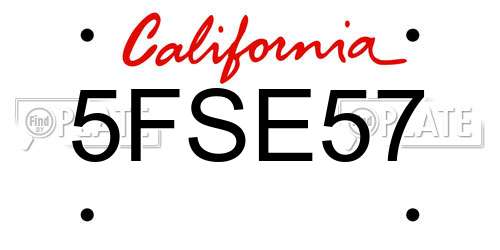 5FSE57 California License Plate