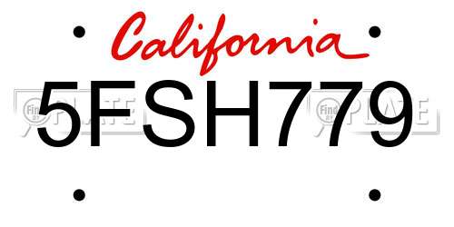 5FSH779 California License Plate