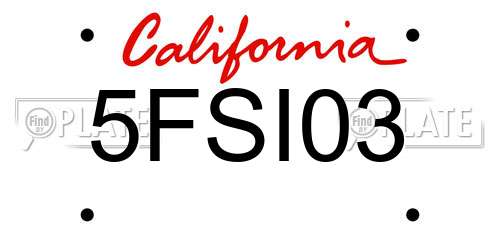 5FSI03 California License Plate