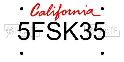 5FSK35 California License Plate