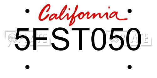 5FST050 California License Plate