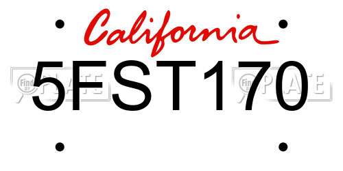 5FST170 California License Plate