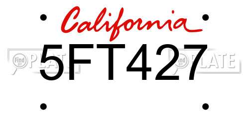 5FT427 California License Plate