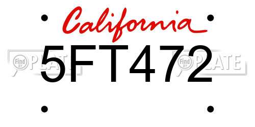 5FT472 California License Plate