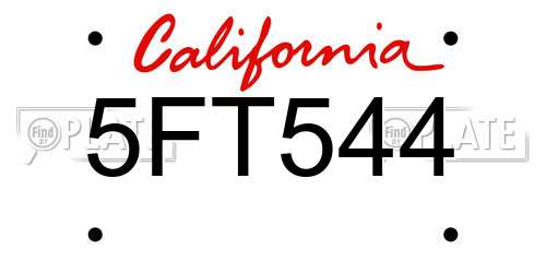 5FT544 California License Plate