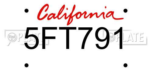 5FT791 California License Plate