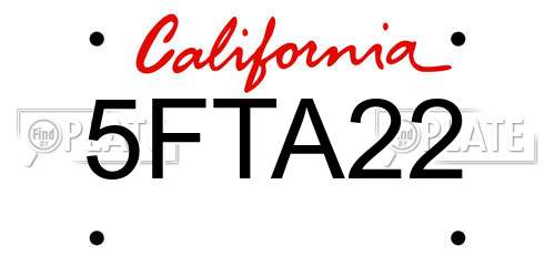 5FTA22 California License Plate