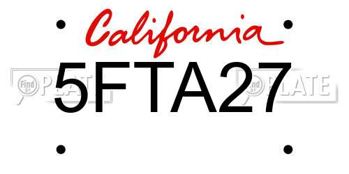 5FTA27 California License Plate