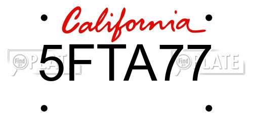 5FTA77 California License Plate