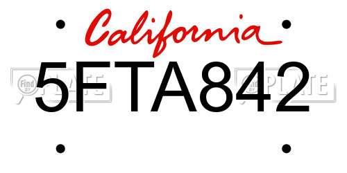 5FTA842 California License Plate