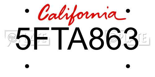 5FTA863 California License Plate