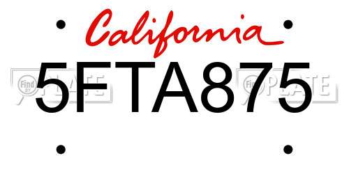 5FTA875 California License Plate