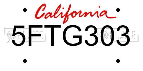 5FTG303 California License Plate