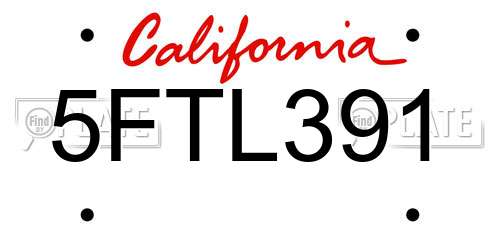 5FTL391 California License Plate