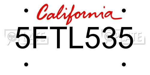 5FTL535 California License Plate