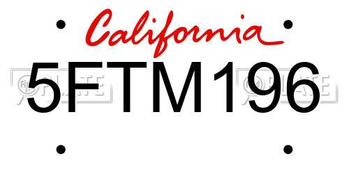 5FTM196 California License Plate
