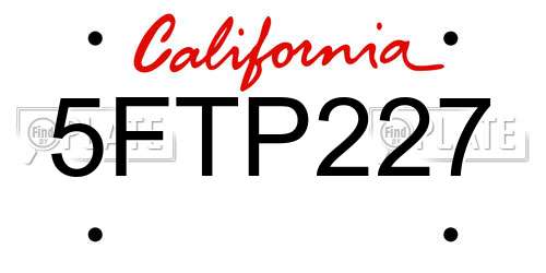 5FTP227 California License Plate