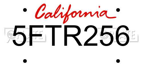 5FTR256 California License Plate