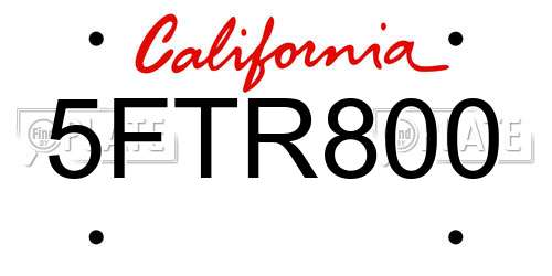 5FTR800 California License Plate