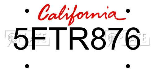 5FTR876 California License Plate