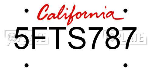 5FTS787 California License Plate