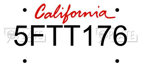 5FTT176 California License Plate
