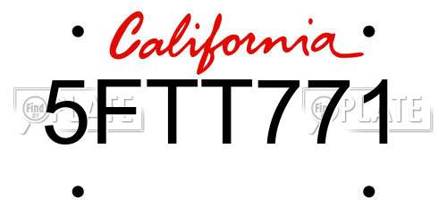 5FTT771 California License Plate