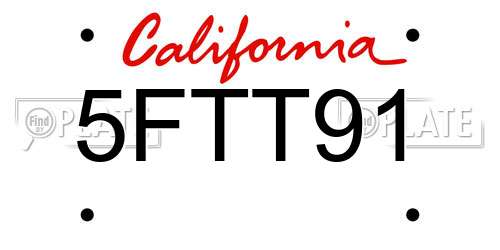 5FTT91 California License Plate