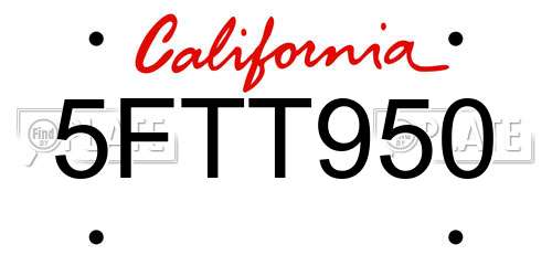 5FTT950 California License Plate