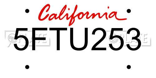 5FTU253 California License Plate