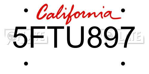 5FTU897 California License Plate