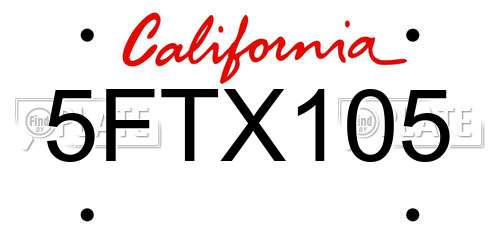5FTX105 California License Plate
