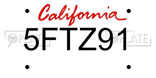 5FTZ91 California License Plate