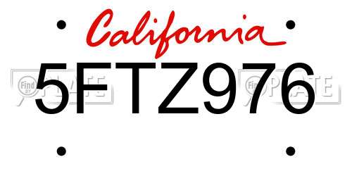5FTZ976 California License Plate