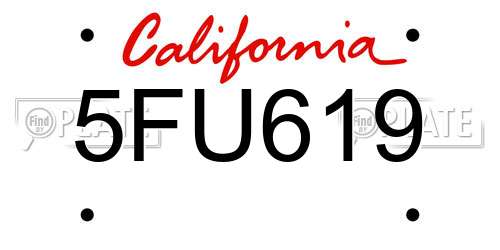 5FU619 California License Plate