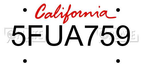 5FUA759 California License Plate