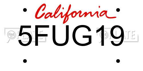 5FUG19 California License Plate