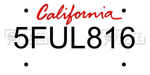 5FUL816 California License Plate