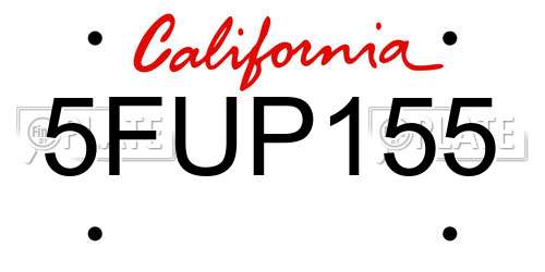 5FUP155 California License Plate