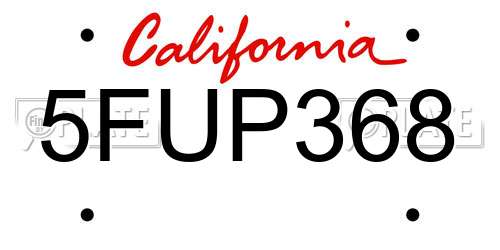 5FUP368 California License Plate