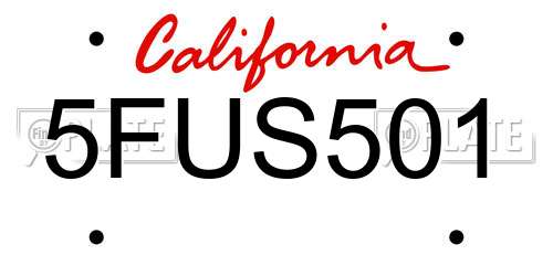 5FUS501 California License Plate