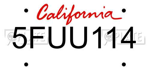 5FUU114 California License Plate